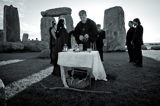 wedding handfastening ceremony at Stonehenge