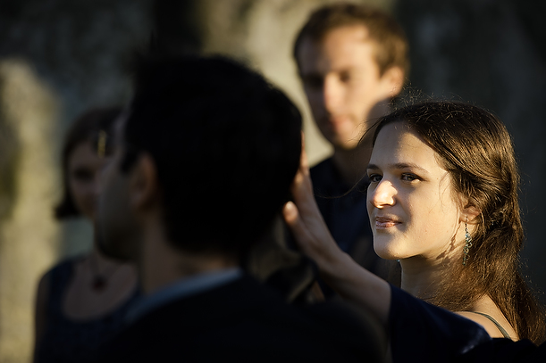 wedding handfastening ceremony at Stonehenge