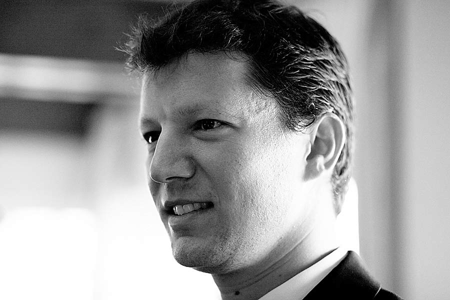 Portrait of the groom taken during the wedding reception