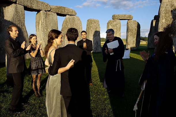 wedding handfastening ceremony at Stonehenge