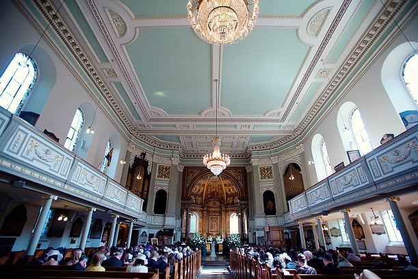wedding at RIBA Gallery and Marylebone Parish