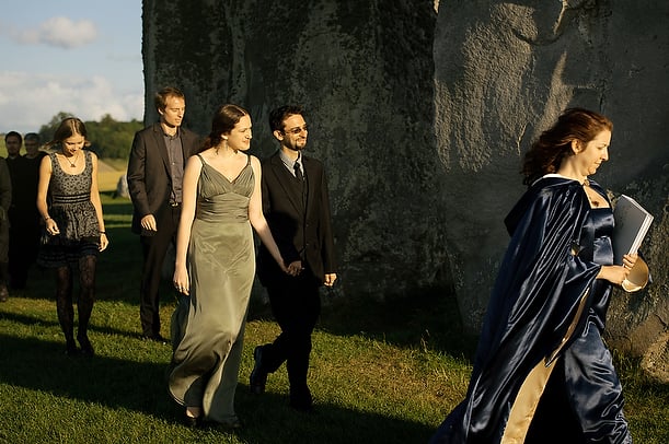 wedding handfastening ceremony at Stonehenge