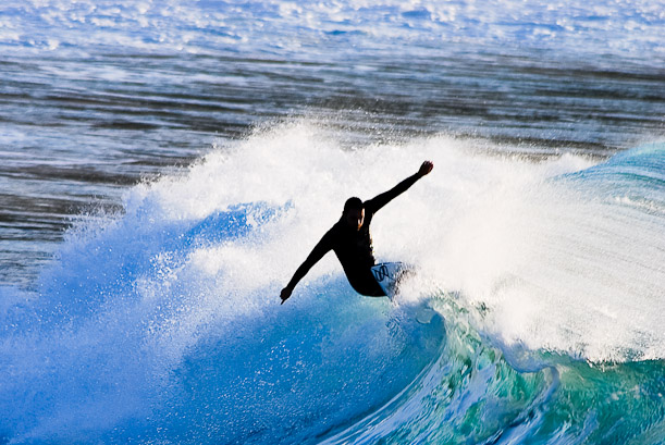 Surfing in Los Locos, Spain.
