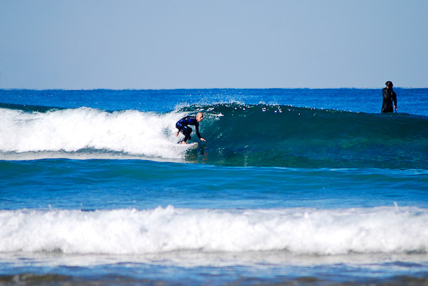 Surfing in Los Locos, Spain