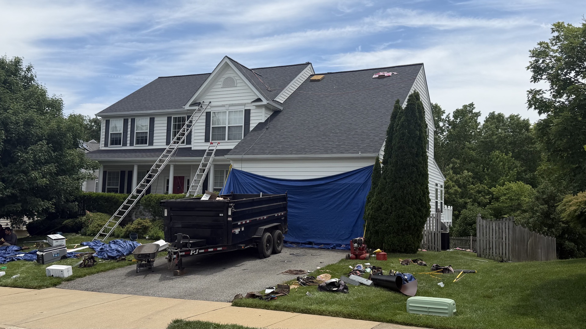 Roofing materials staged for a project in Carlisle, PA