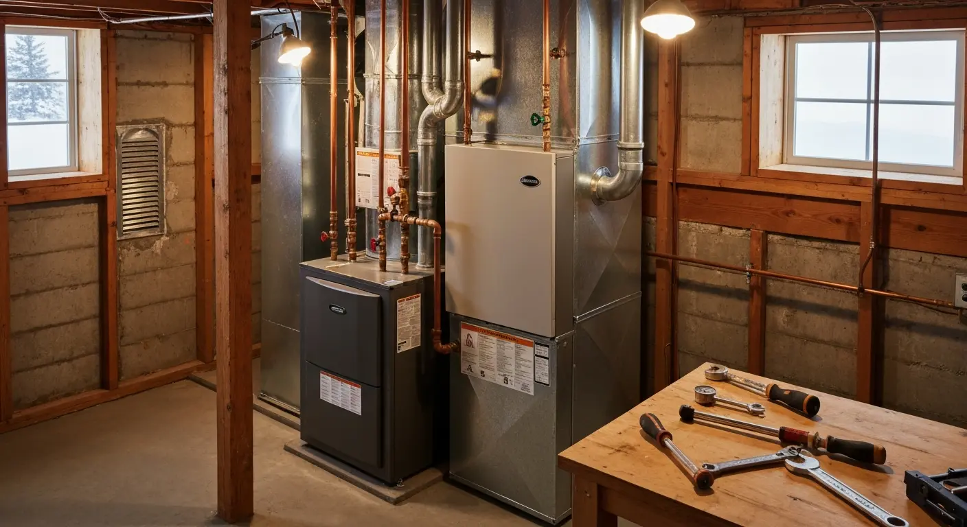 Furnace installation in Turner Maine home