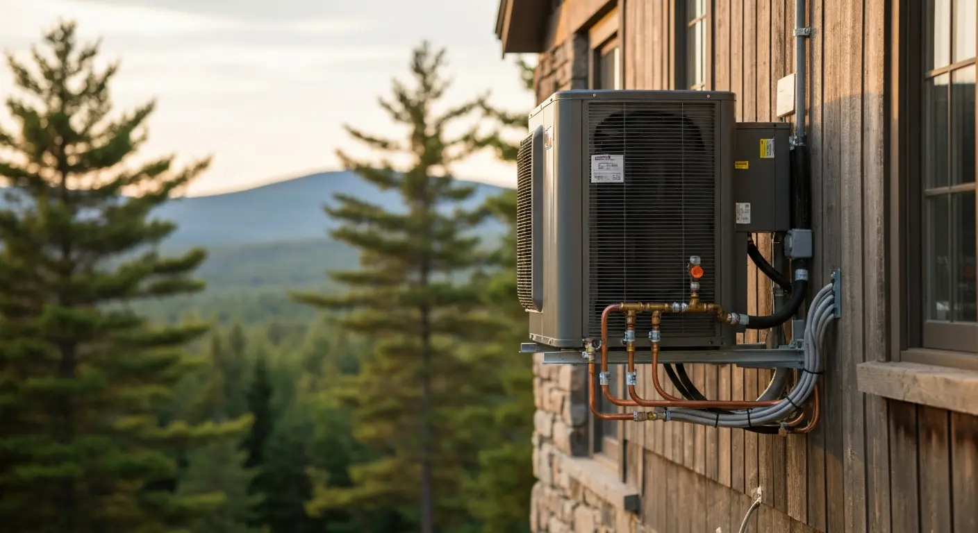 Heat pump unit installed at mountain property