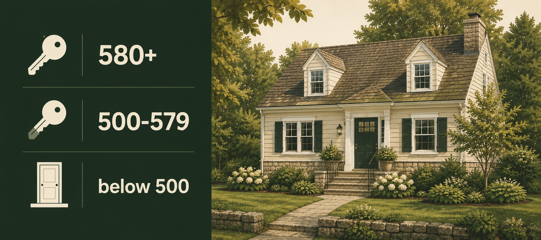 FHA loan credit score tiers for homebuyers in New Hampshire and Vermont - 580 plus, 500 to 579, and below 500 explained by Derek Tsakiris Upper Valley mortgage broker FHA loan credit score tiers for homebuyers in New Hampshire and Vermont - 580 plus, 500 to 579, and below 500 explained by Derek Tsakiris Upper Valley mortgage broker