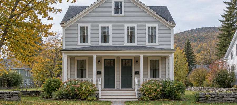 A classic New England two-family house