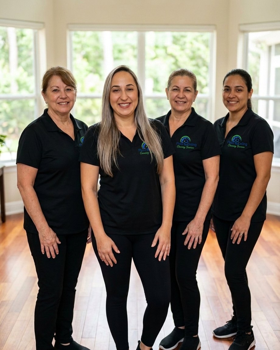 Cintia Geraldo and the Floor 2 Ceiling crew in uniform