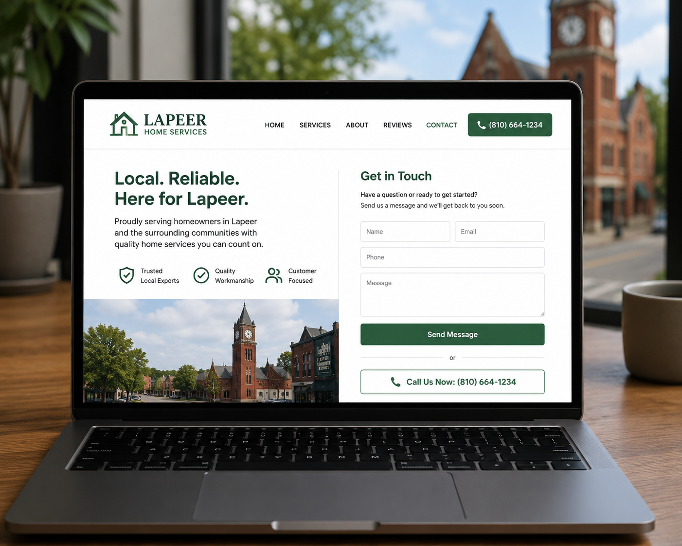 Local business website with contact form built for Lapeer MI customers