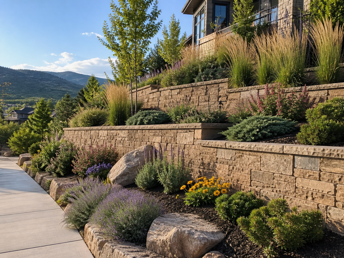 Tiered retaining wall