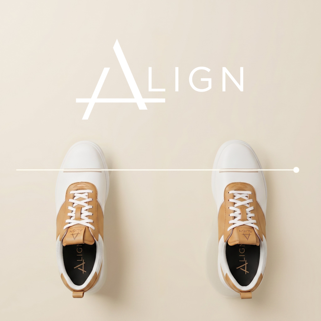 Top-down view of the Align shoe with a glowing projection line extending forward — showing the alignment mechanic in action