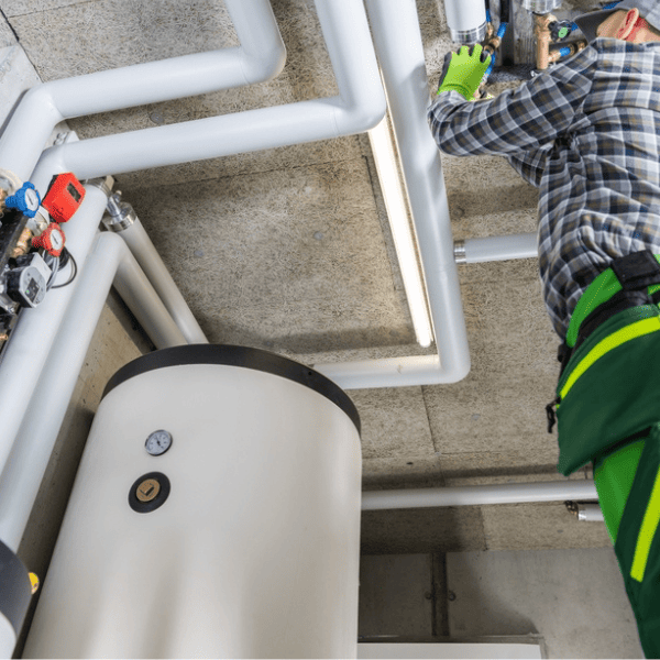 HVAC technician from Ariana Heating & Air Conditioning Ltd servicing a furnace in Coquitlam, BC