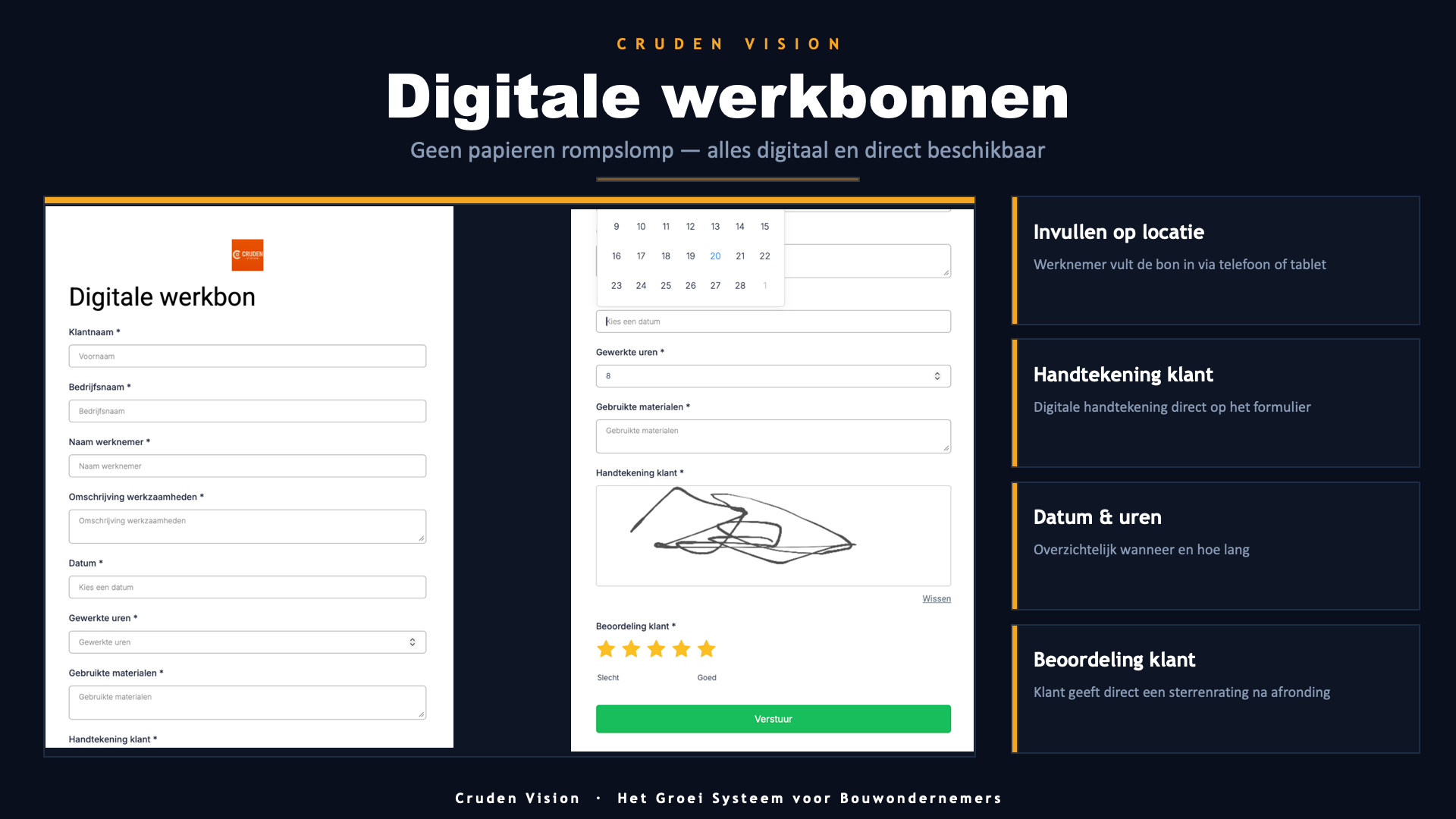 Werkbon invullen op de telefoon