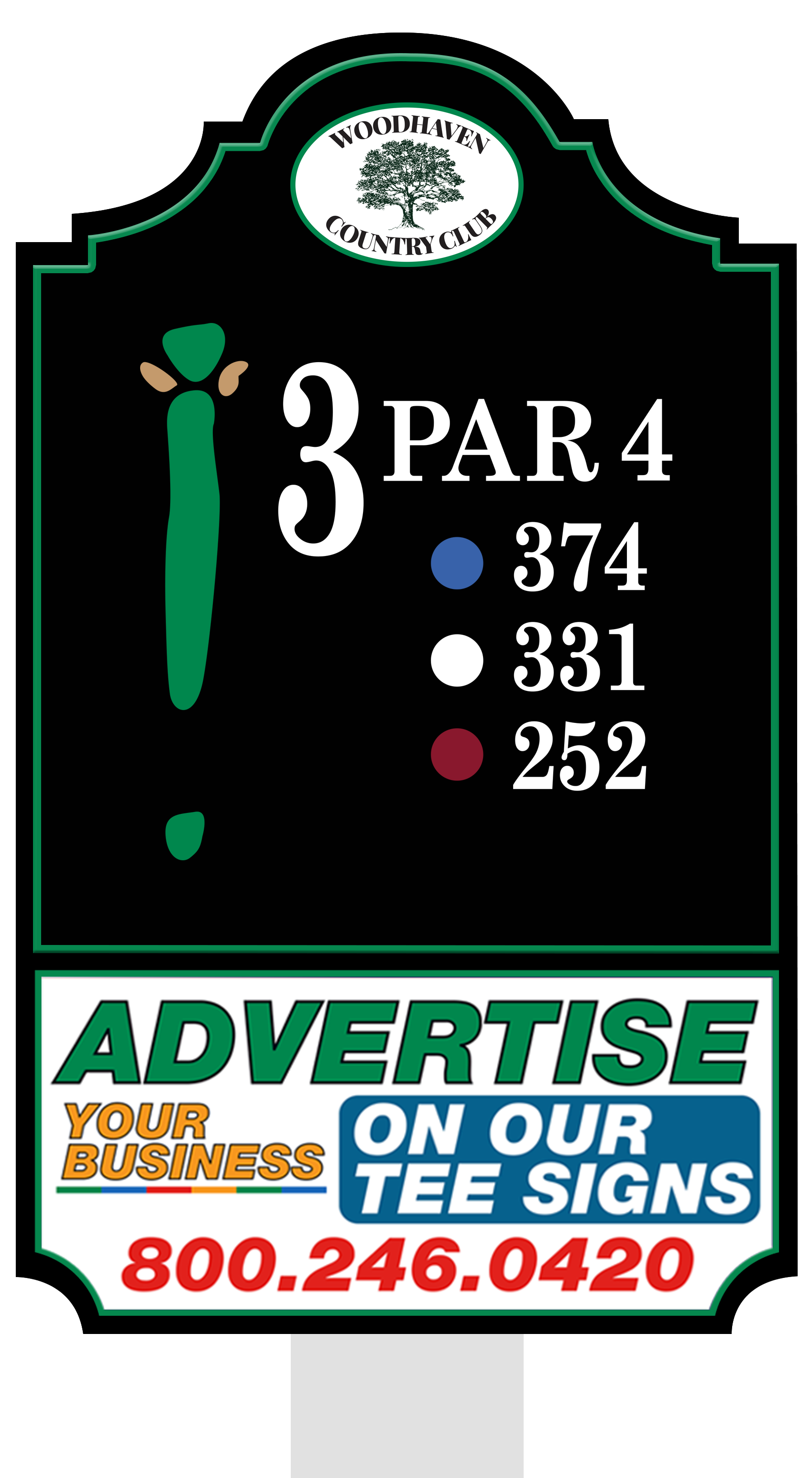 Standard tee sign placement
