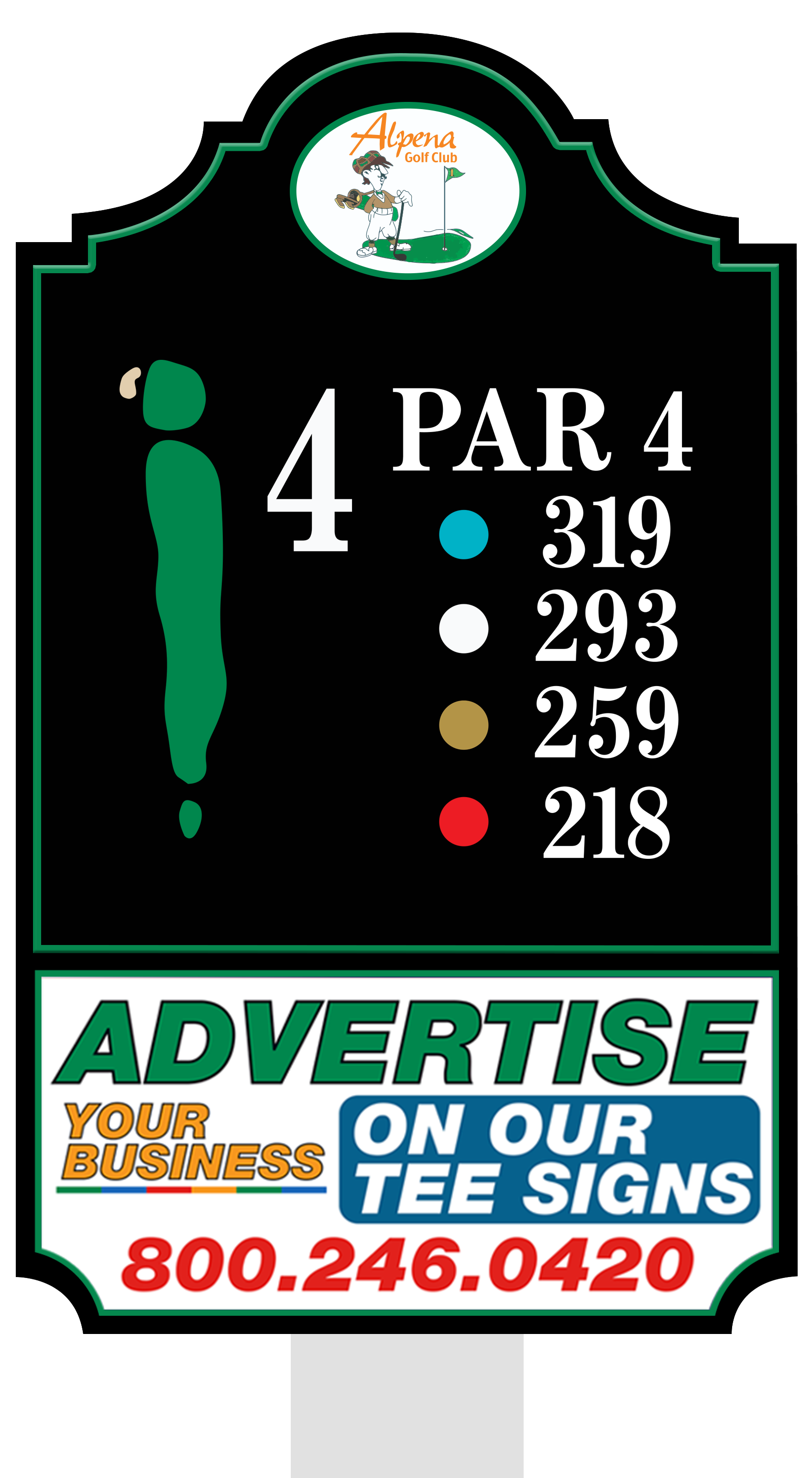 Standard tee sign placement