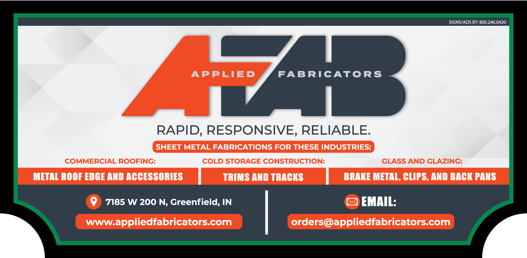 Applied Fabricators sign