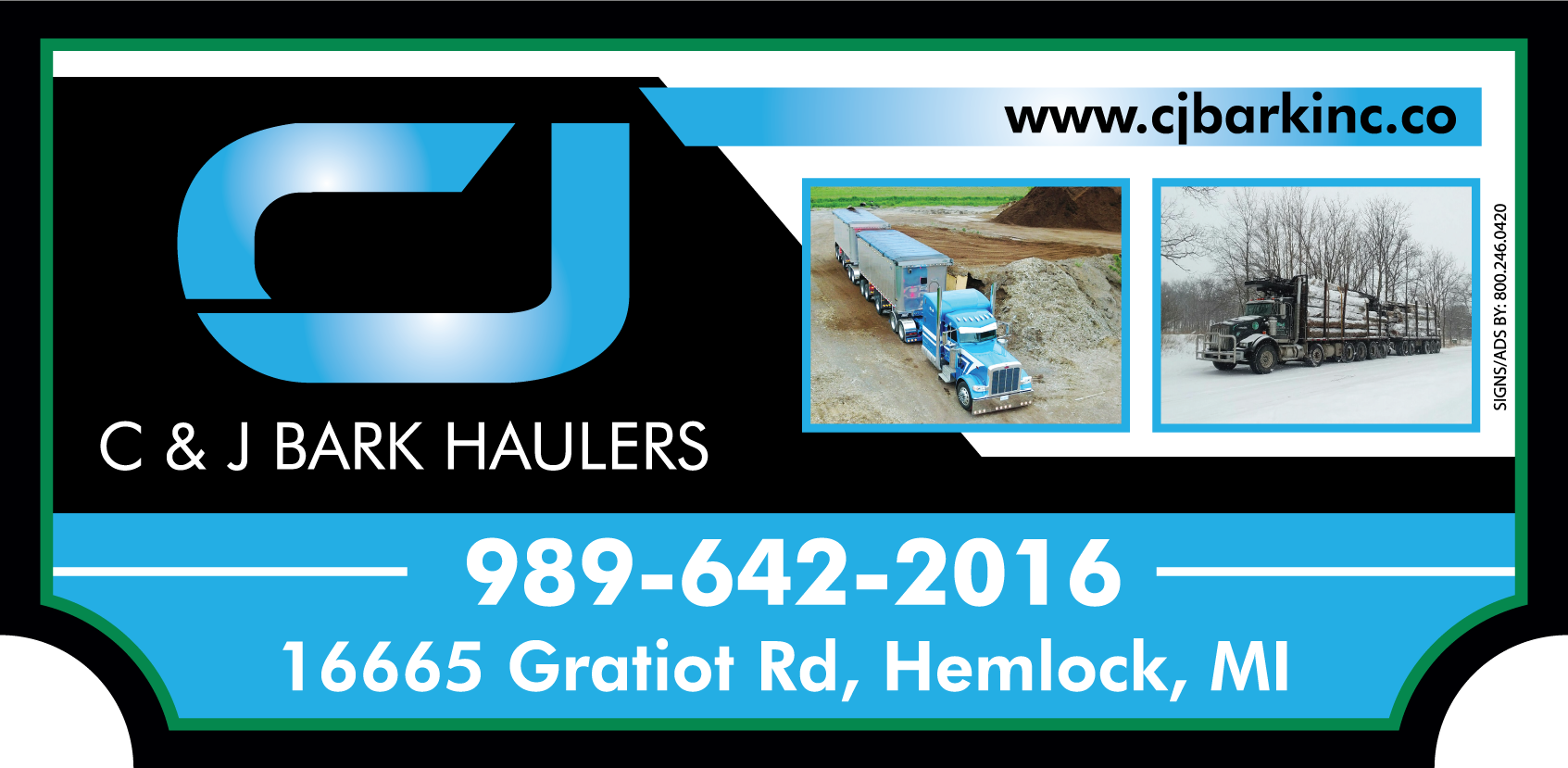 C & J Bark Haulers sign