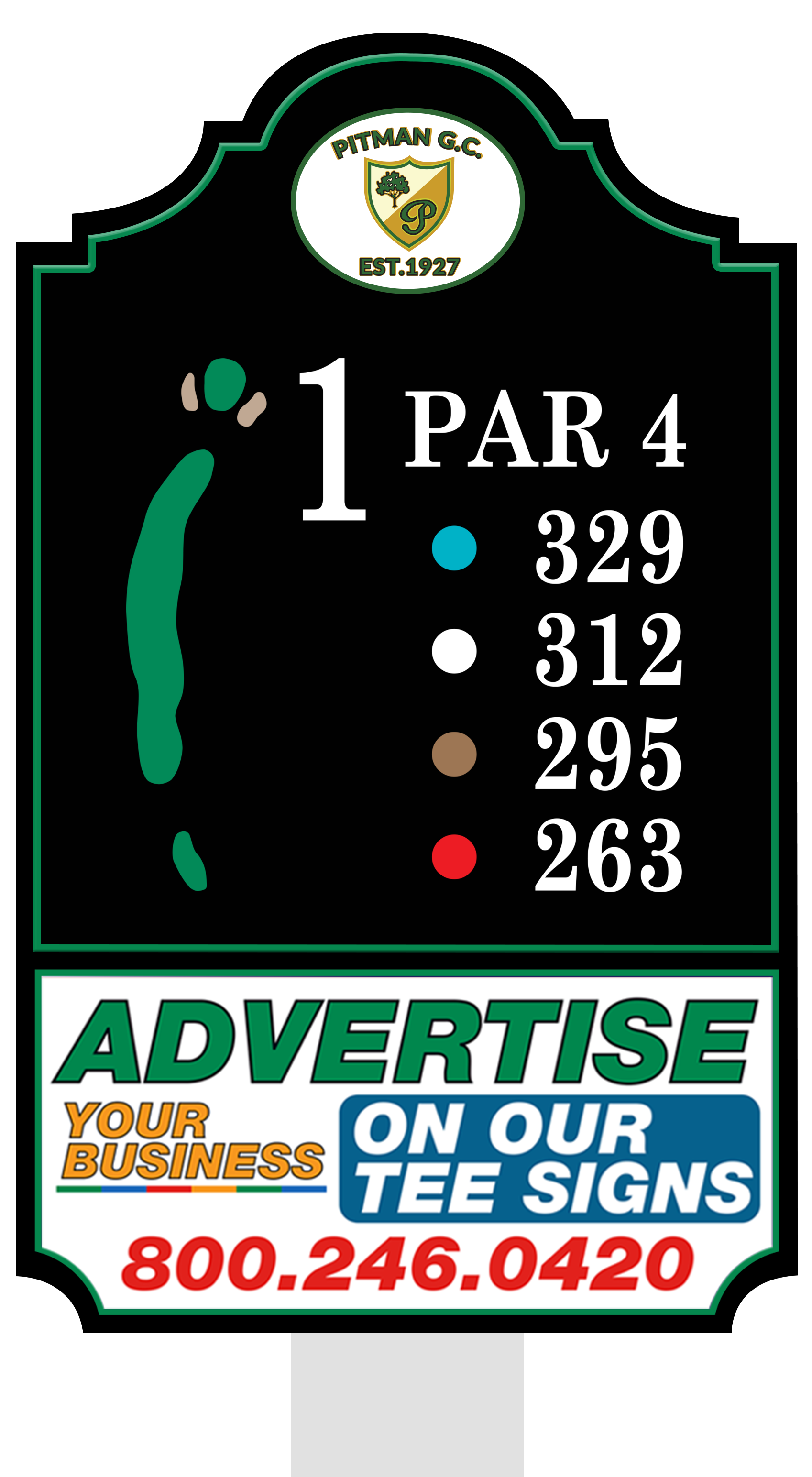 Premium tee sign placement