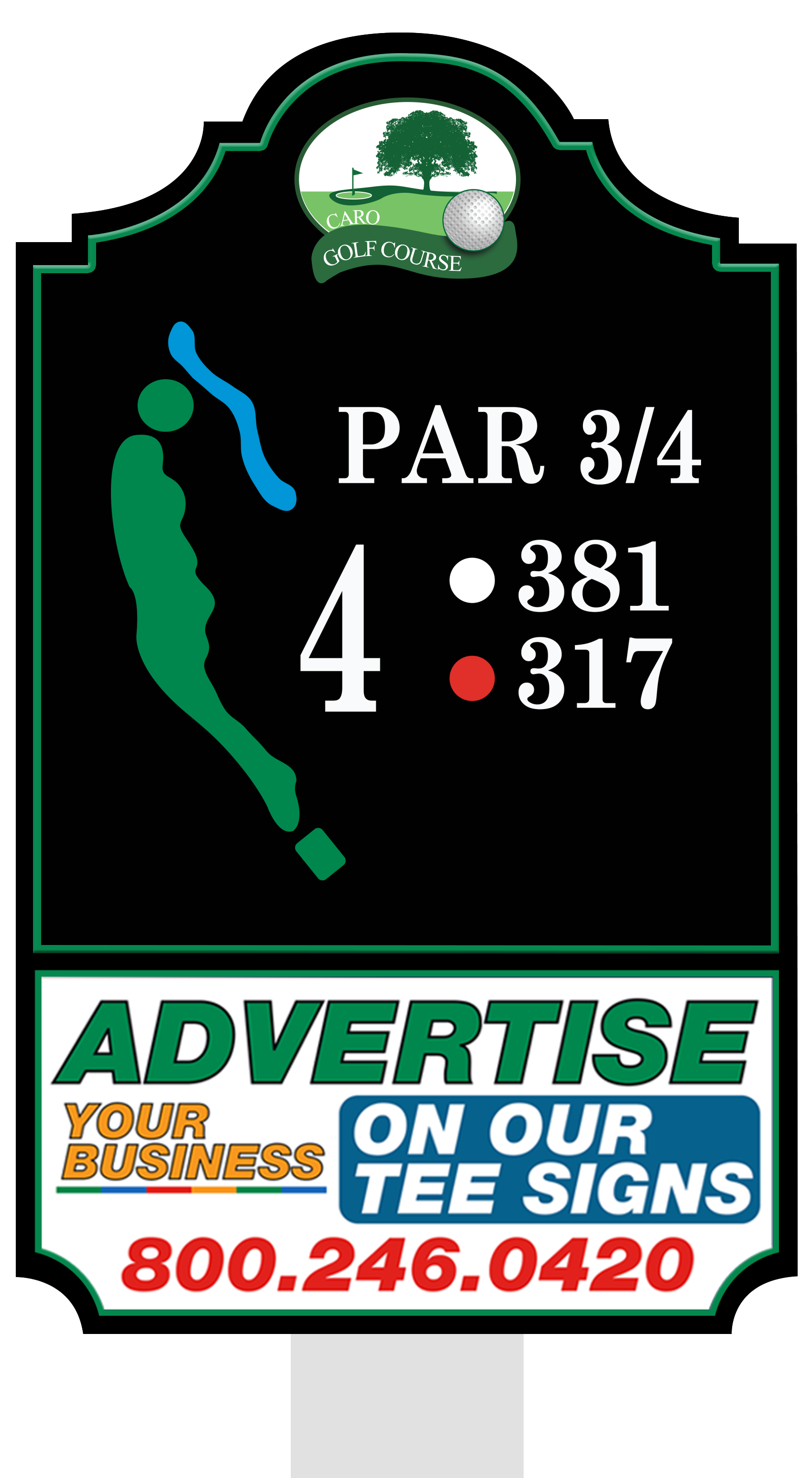 Standard tee sign placement