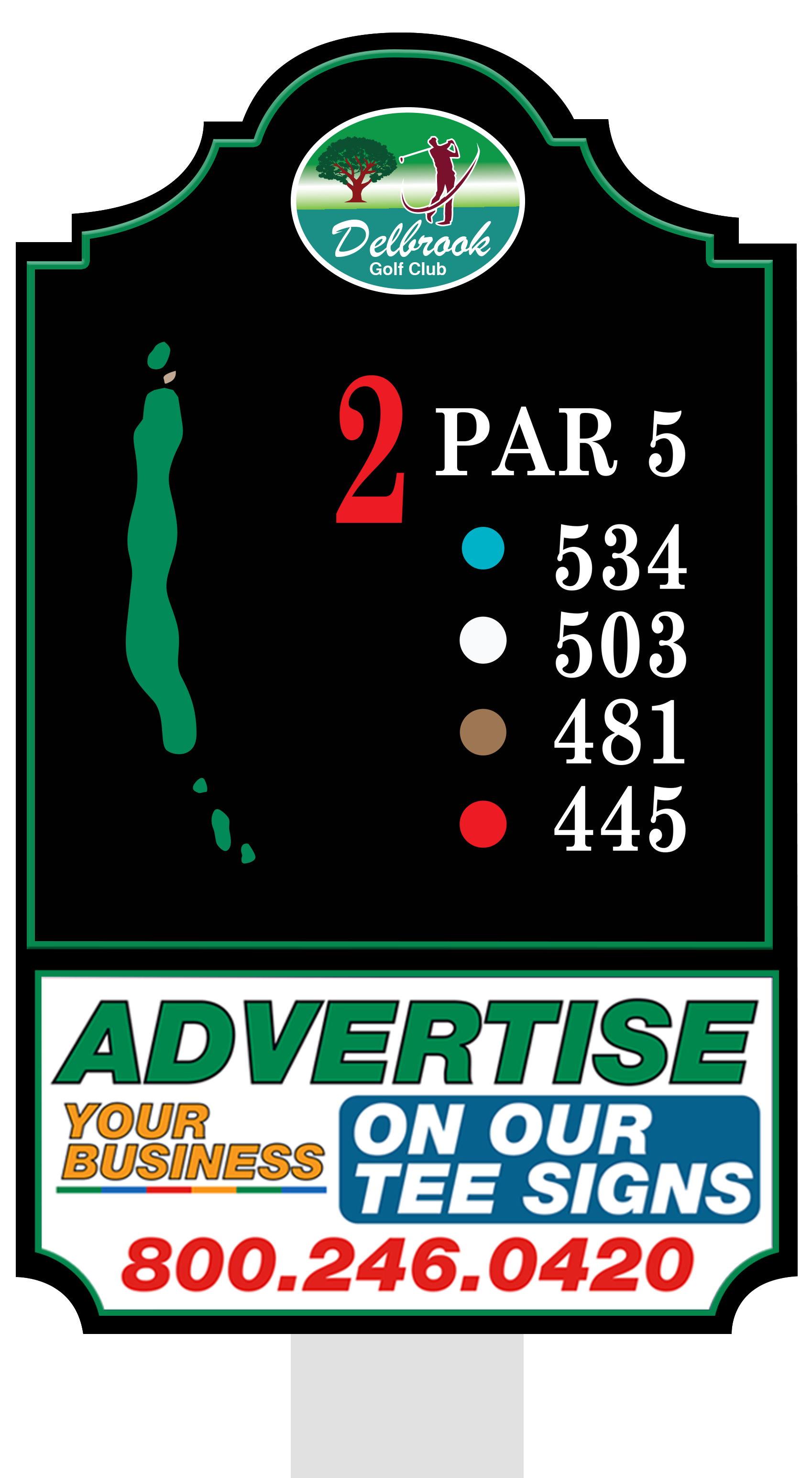 Standard tee sign placement