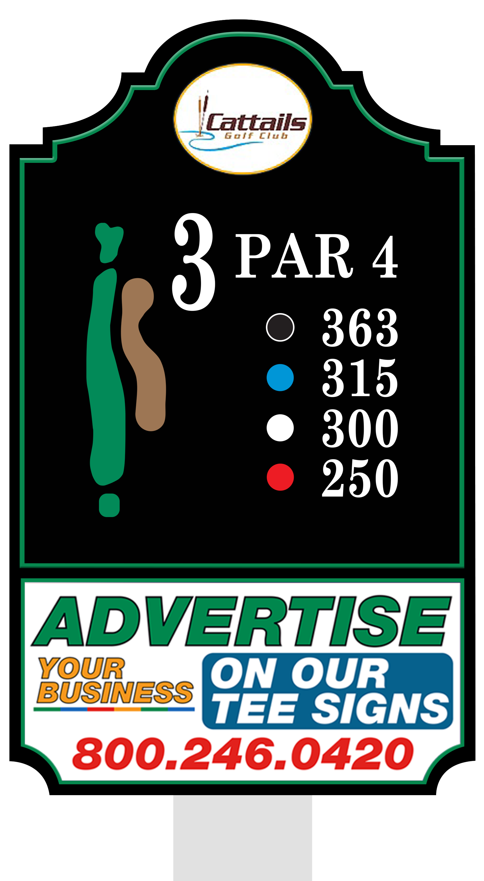 Standard tee sign placement