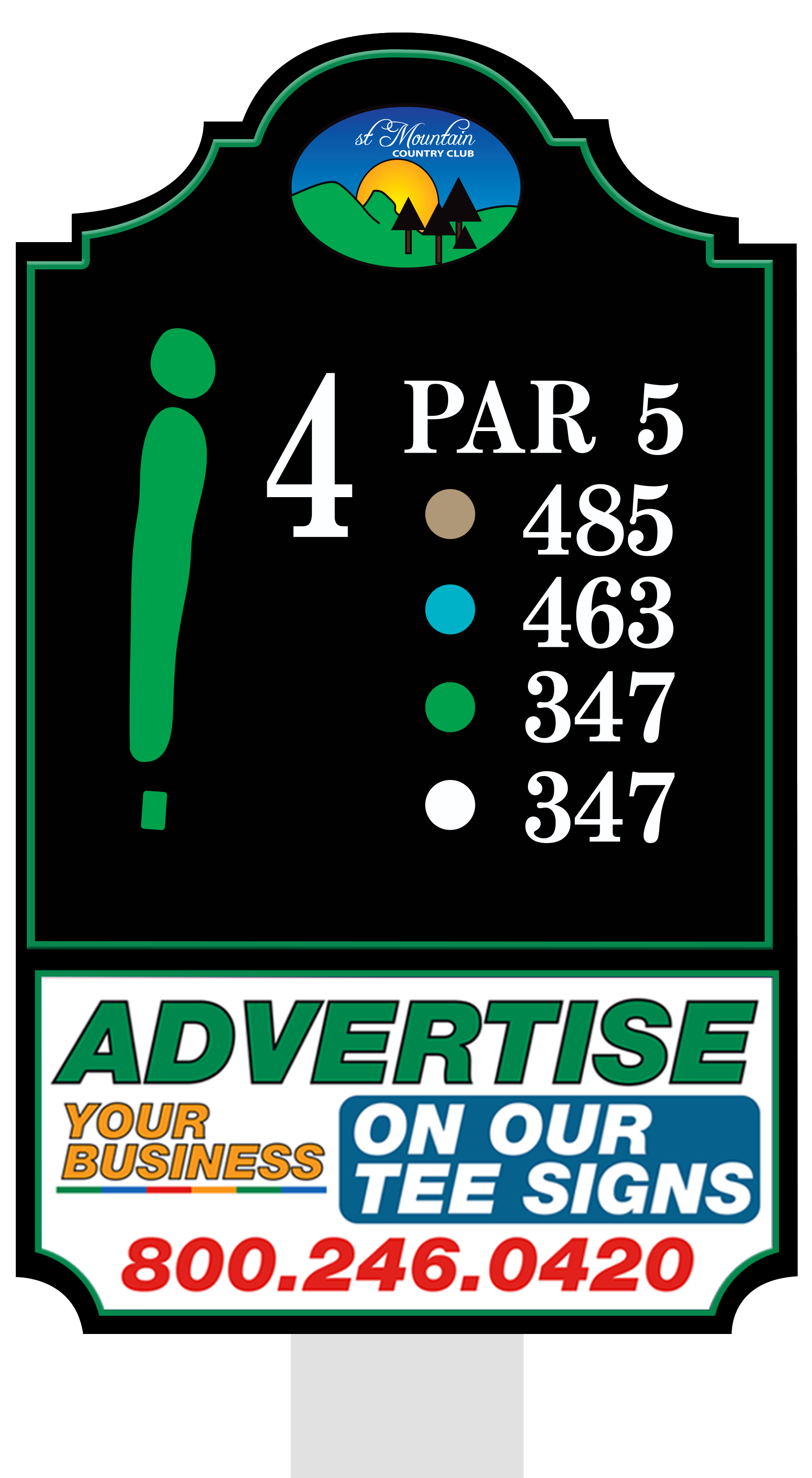 Standard tee sign placement