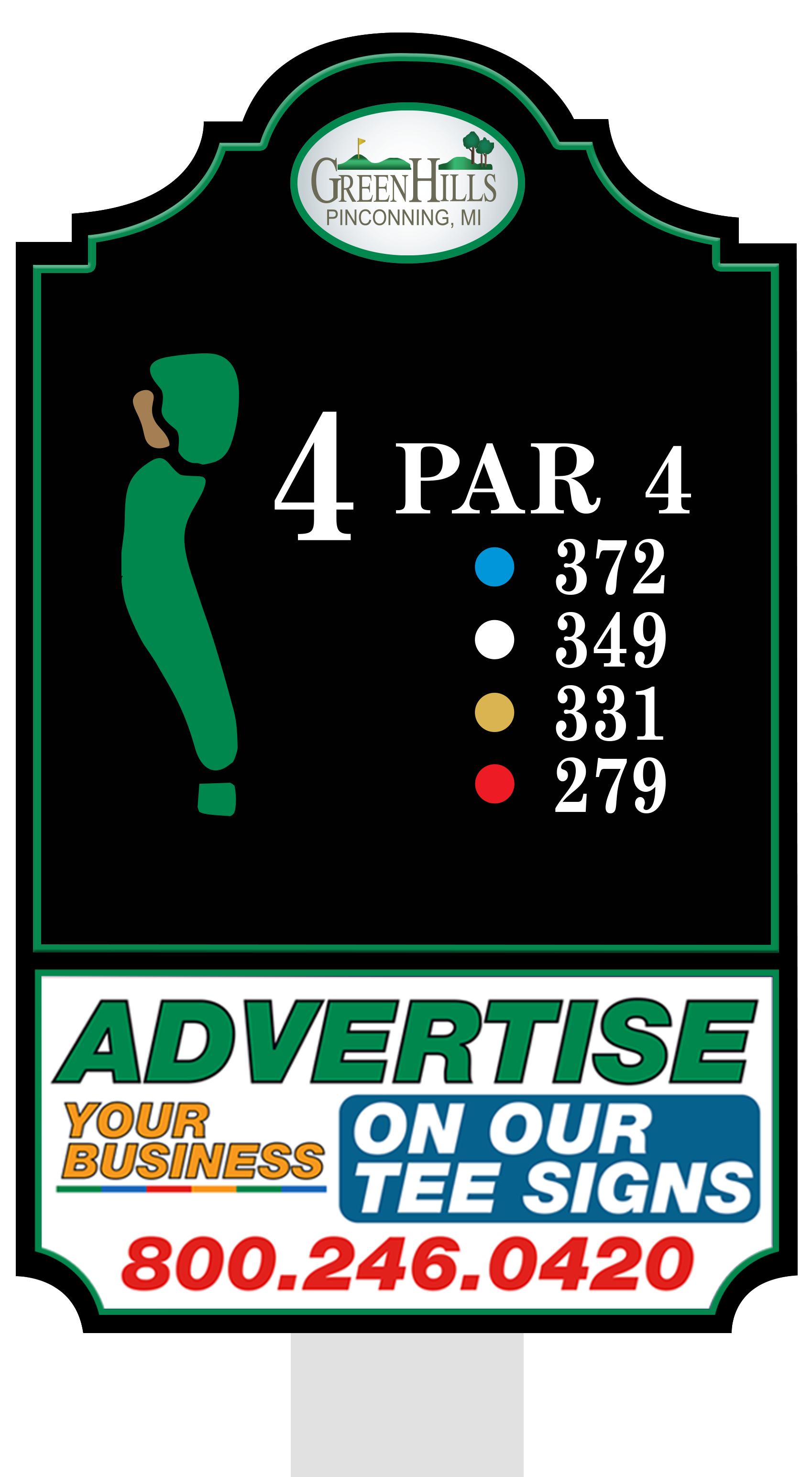 Standard tee sign placement