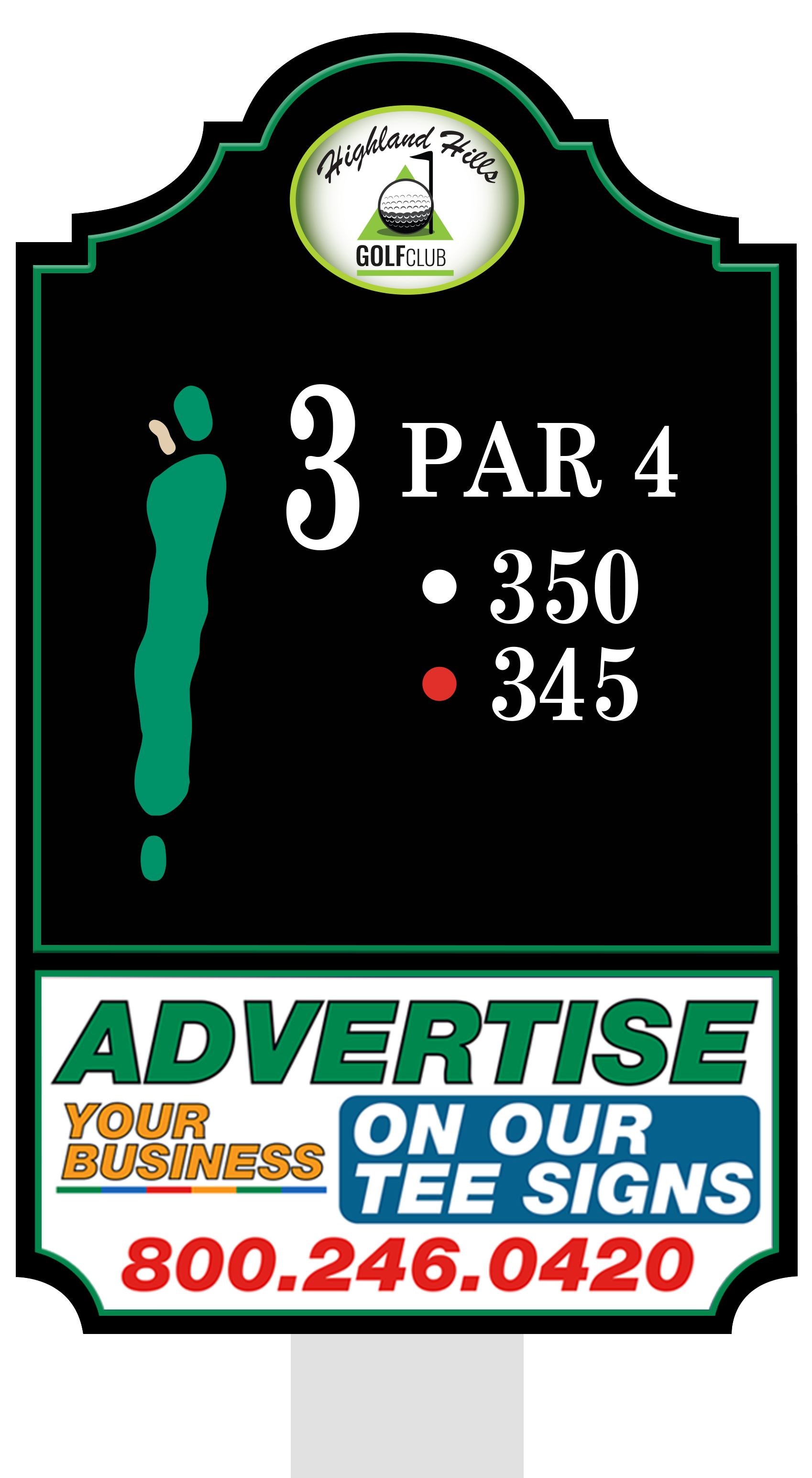 Standard tee sign placement