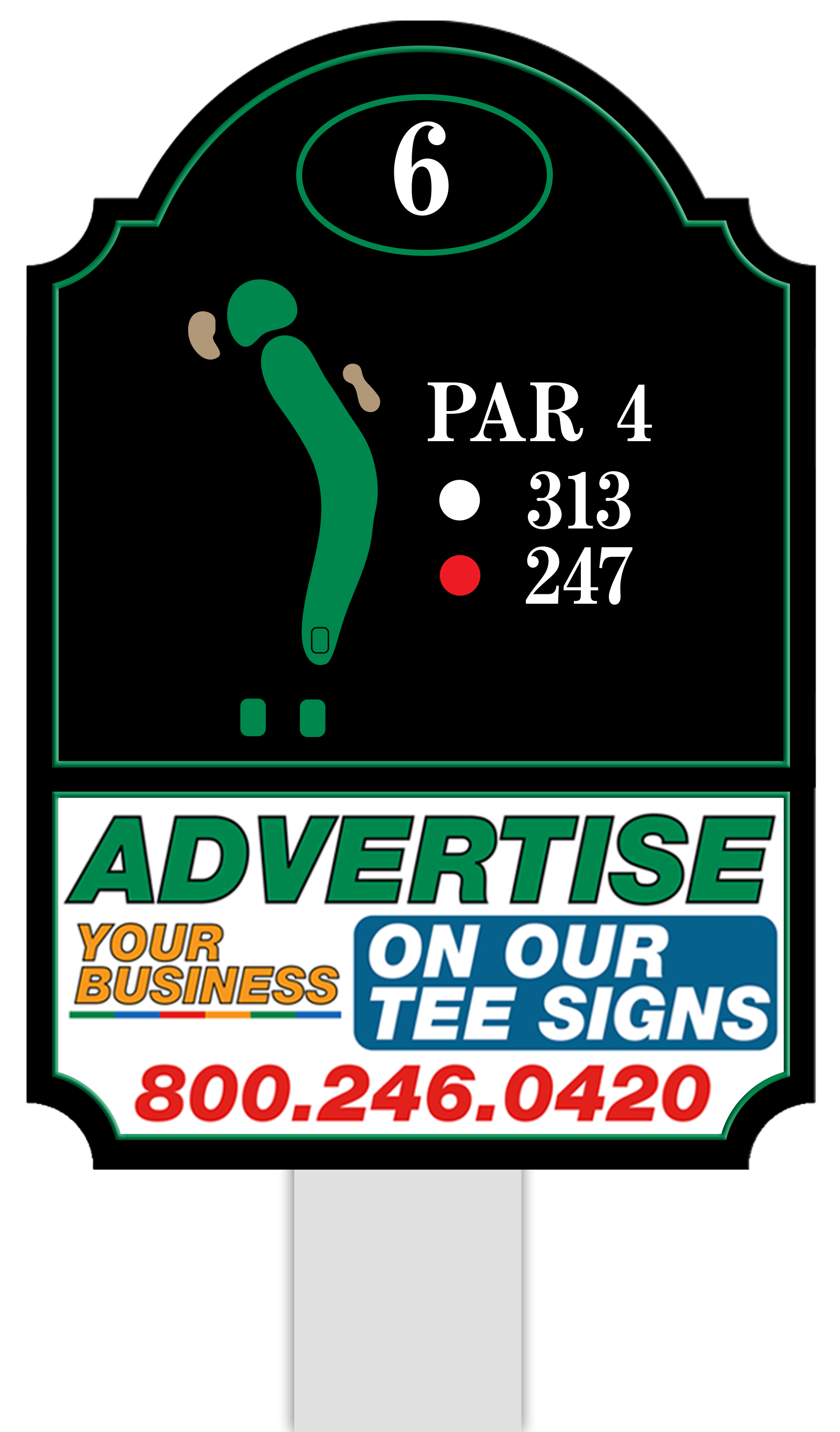 Standard tee sign placement