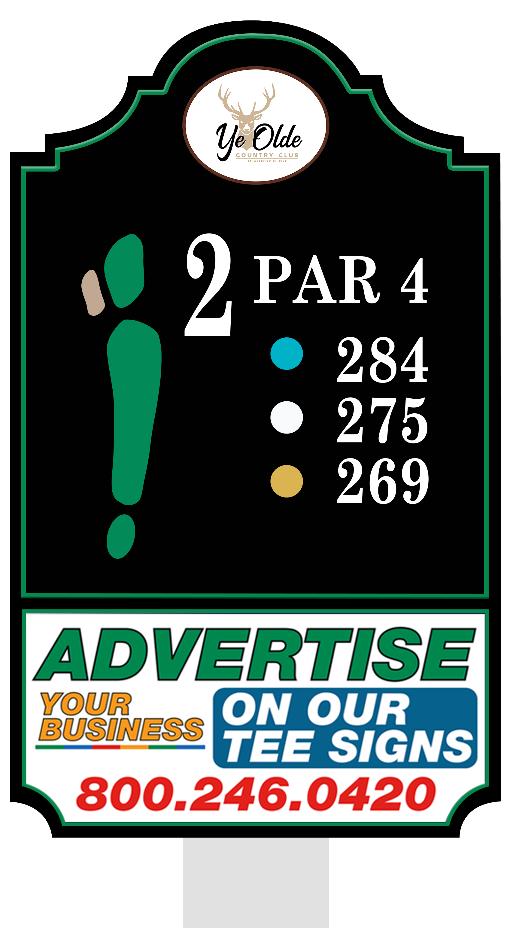 Standard tee sign placement