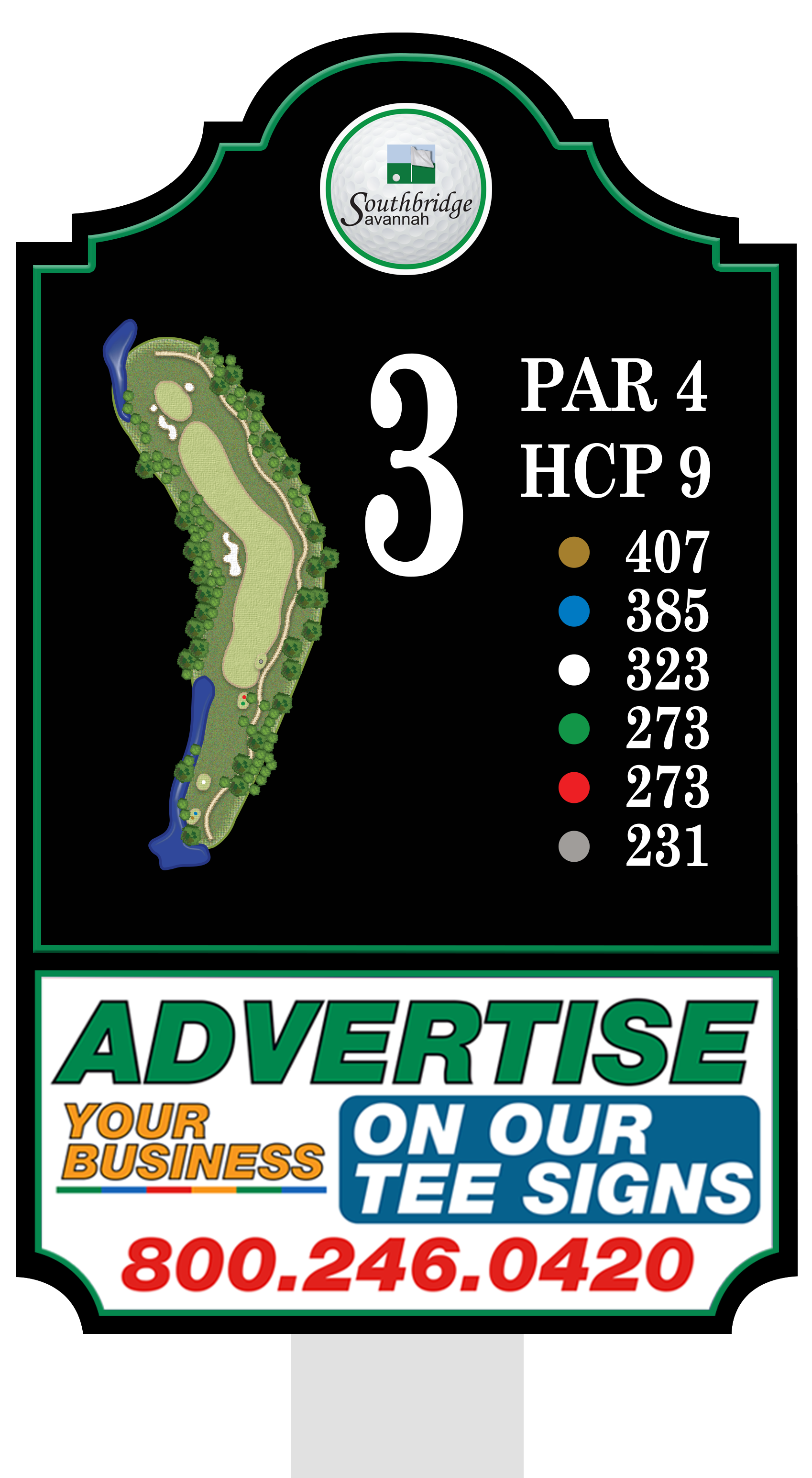 Standard tee sign placement