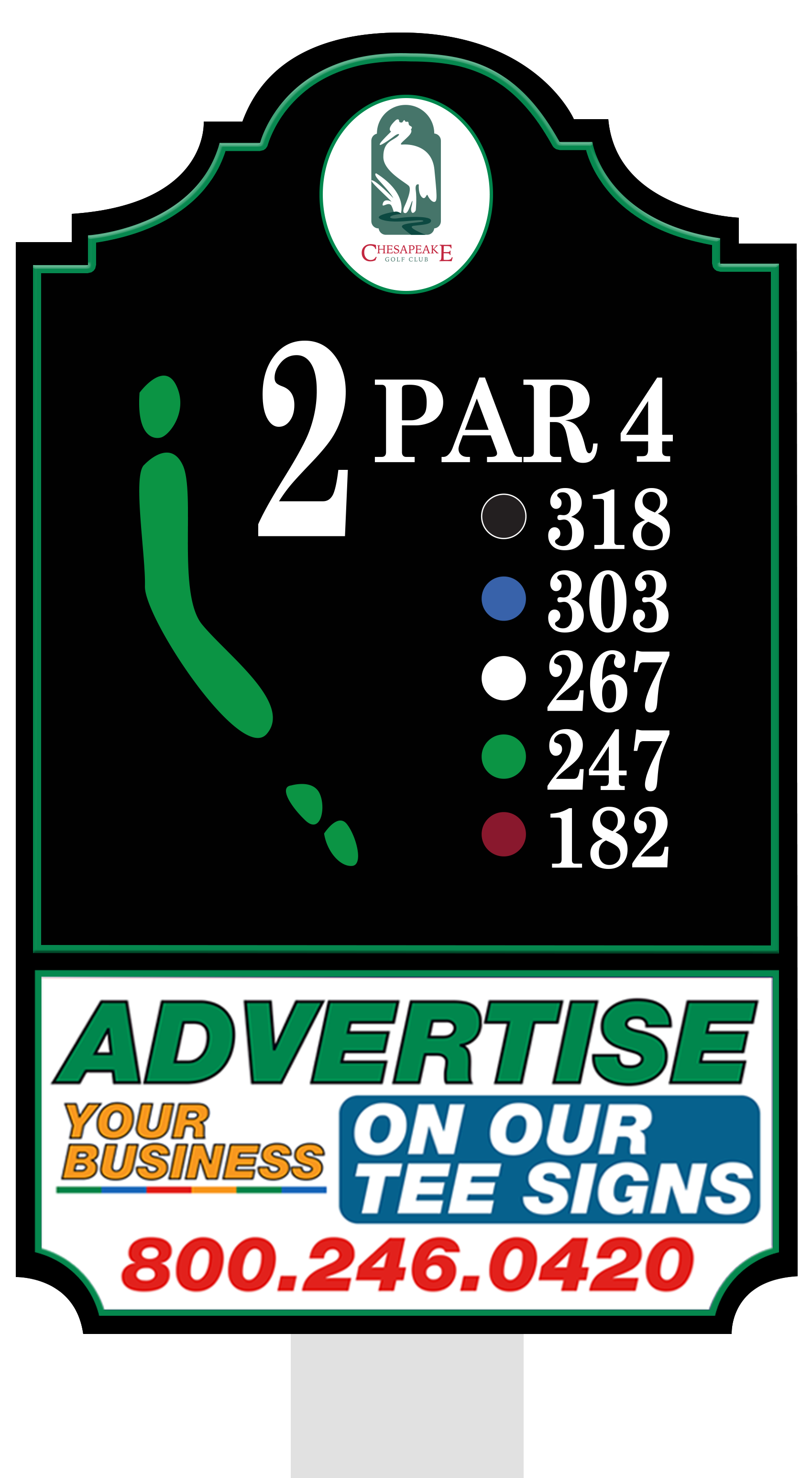 Standard tee sign placement