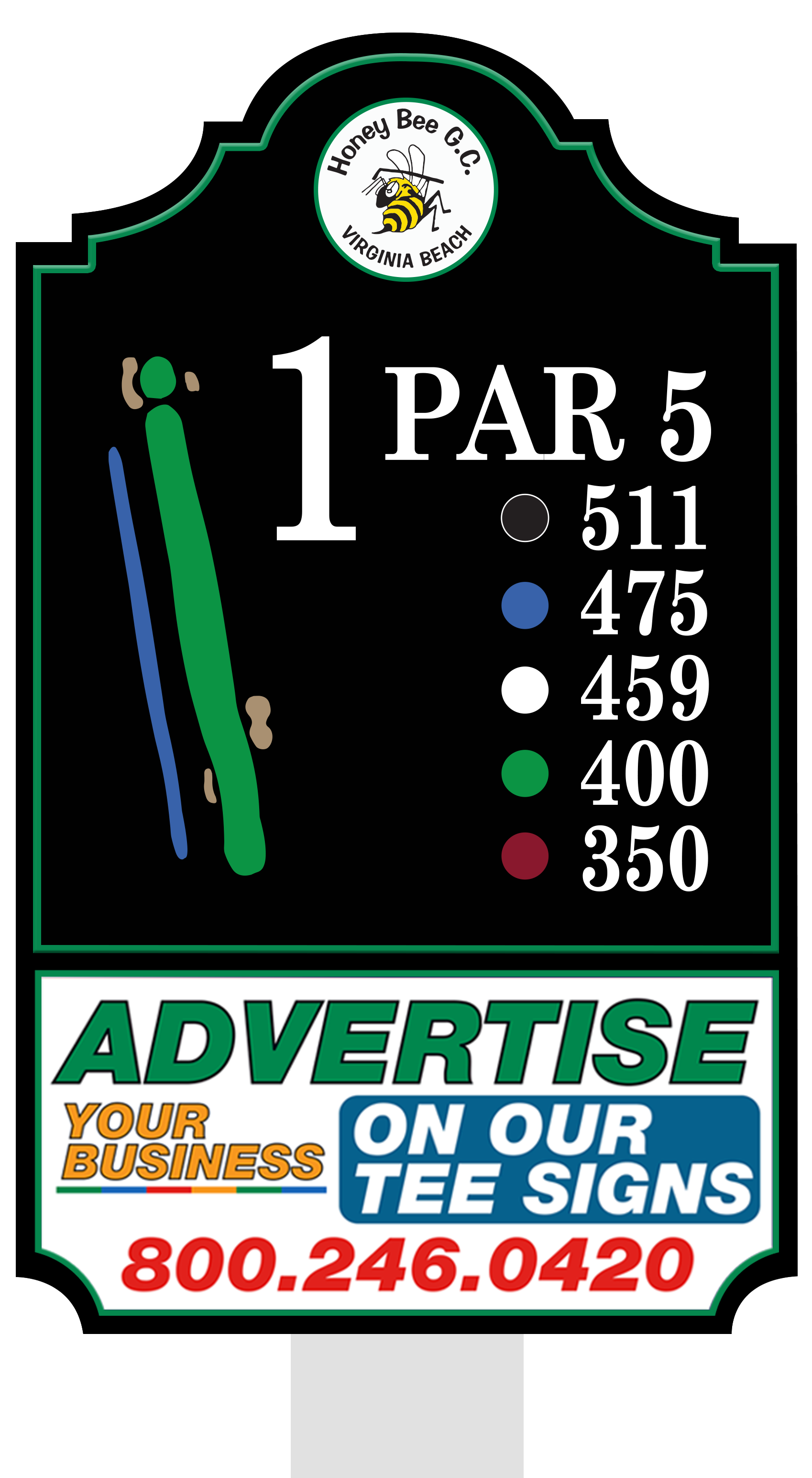 Premium tee sign placement
