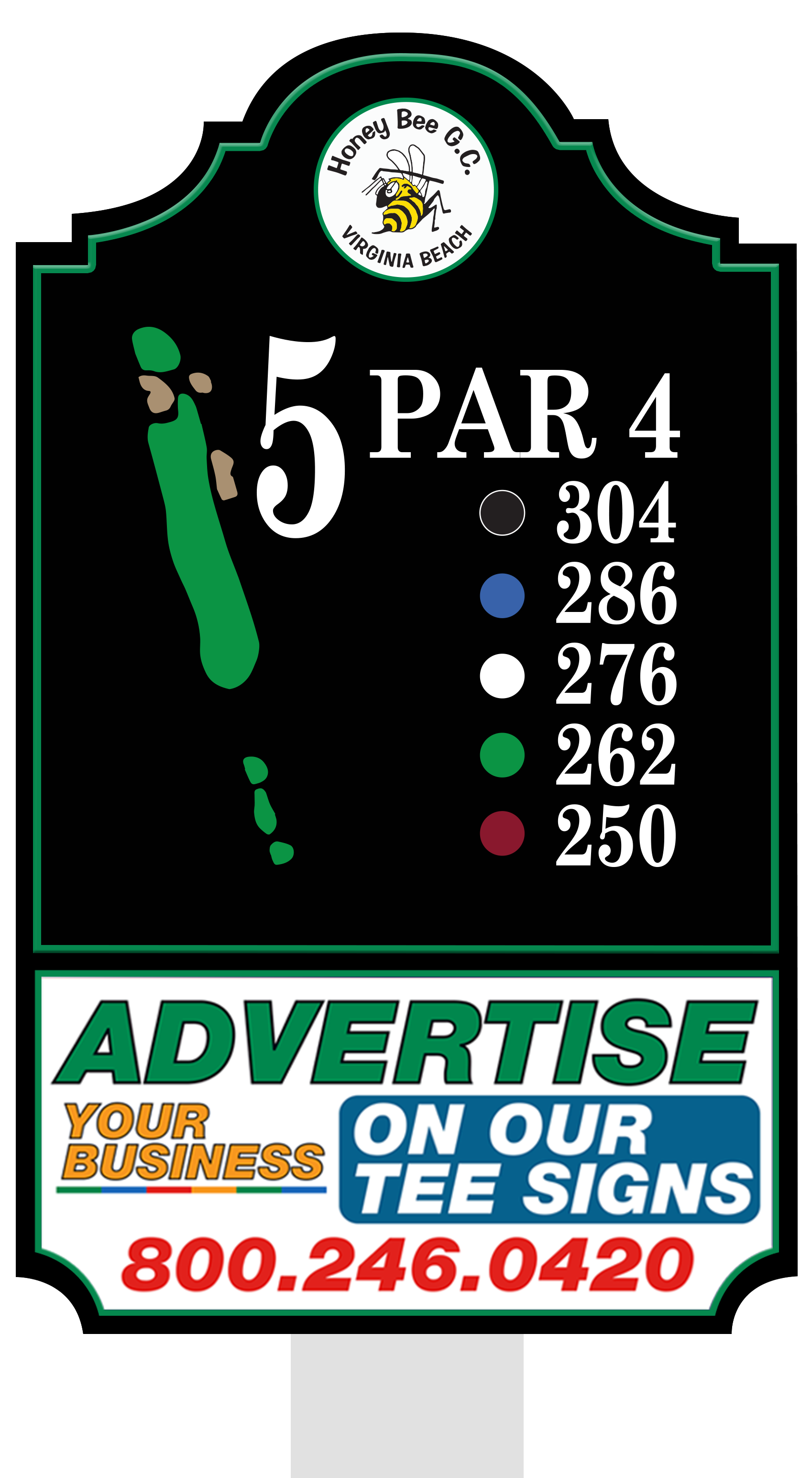 Standard tee sign placement