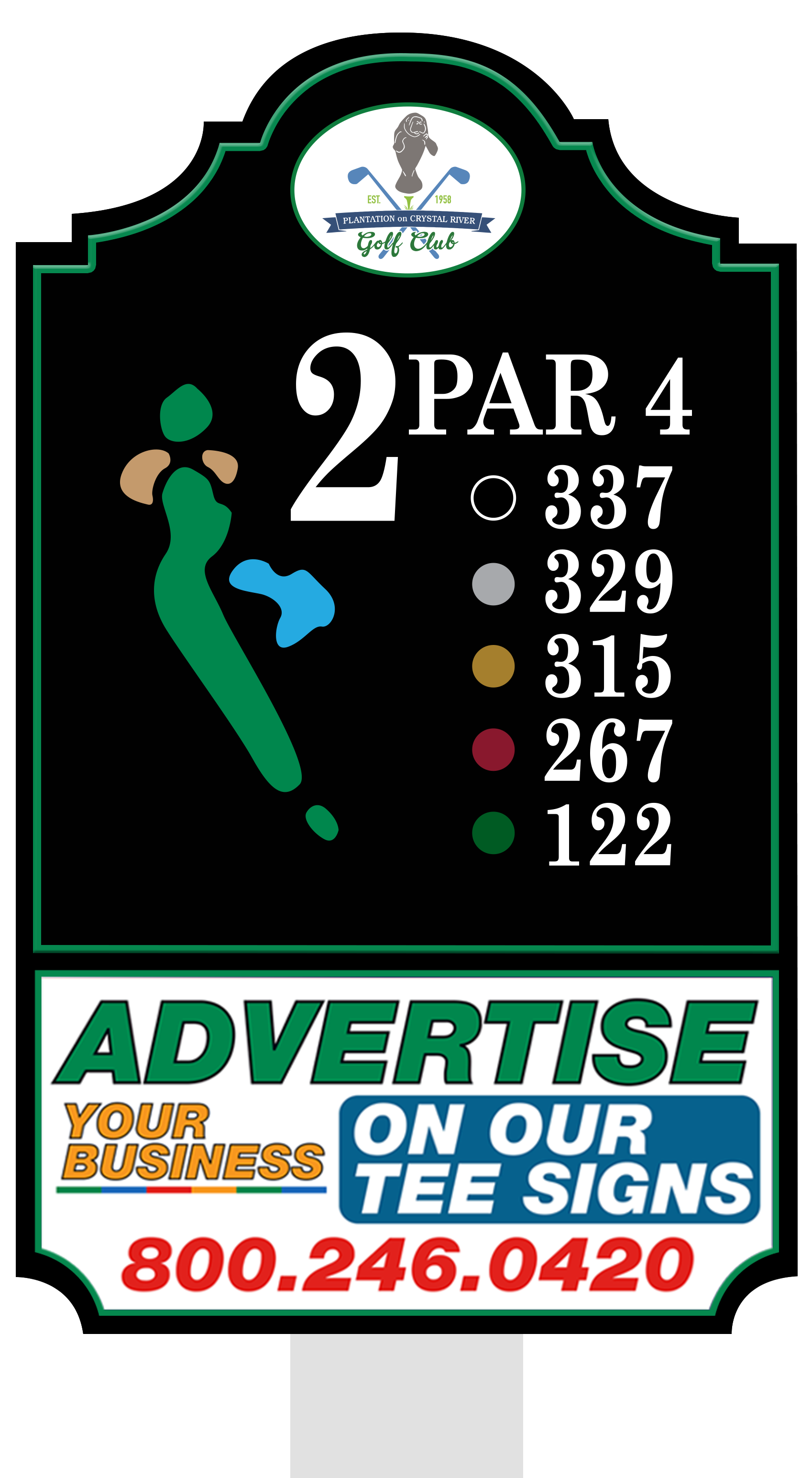 Standard tee sign placement