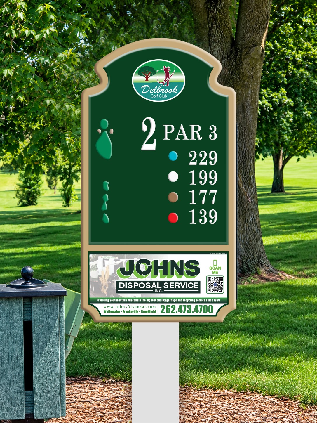 Sample tee sign, hole 2