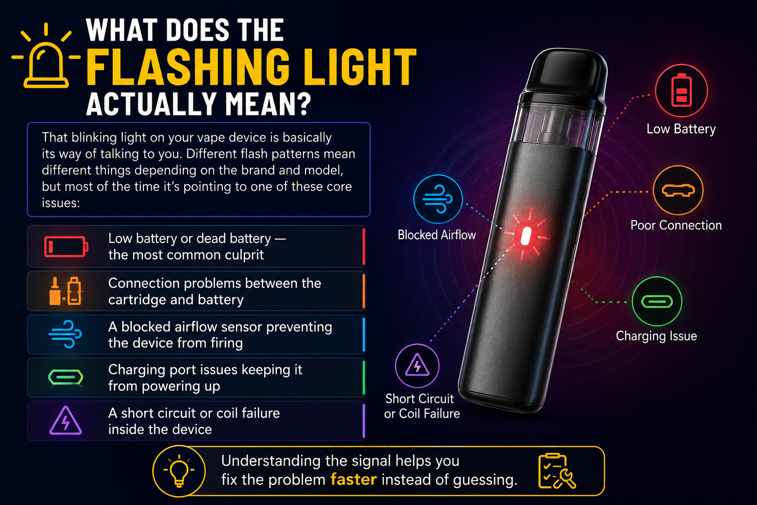 That blinking light on your vape device is basically its way of talking to you