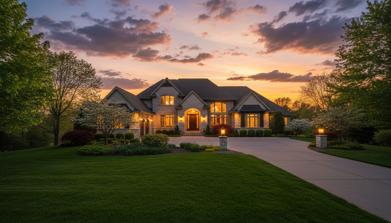 Luxury property at dusk
