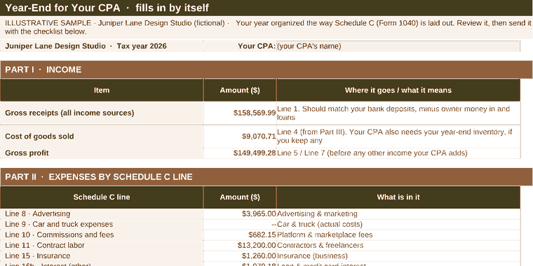 Year-End for Your CPA tab