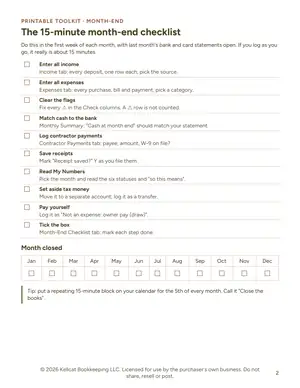 A page from the Printable Toolkit: the month-end checklist