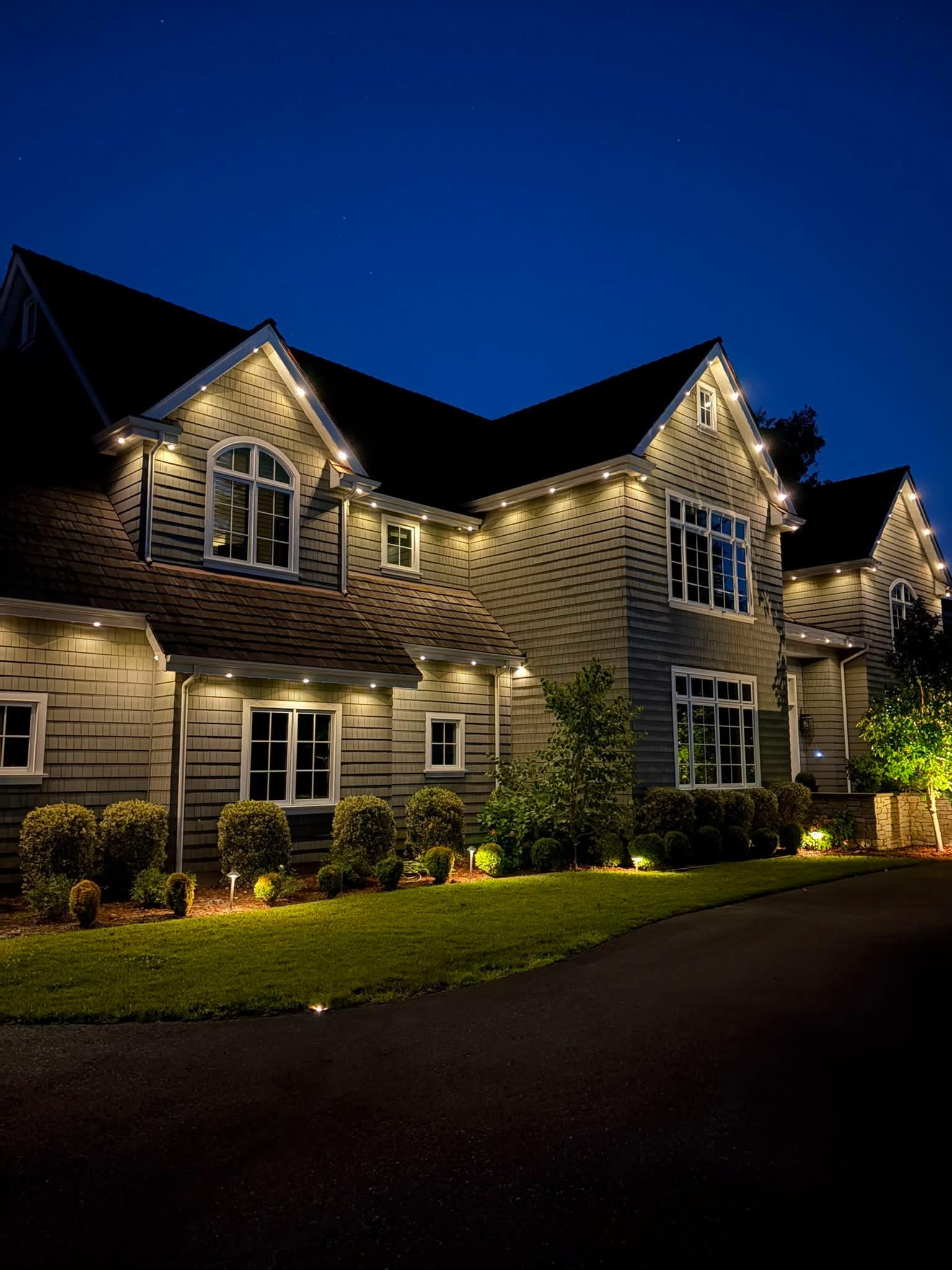 Referred home with landscape lighting