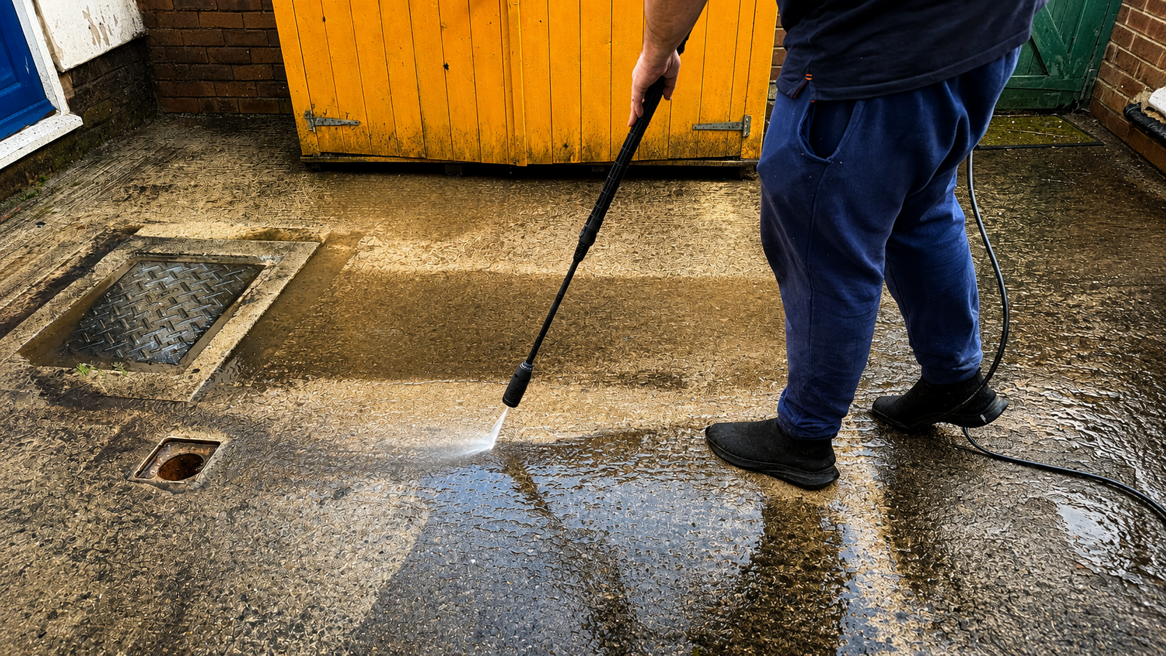 Professional jet washing in action in Liverpool