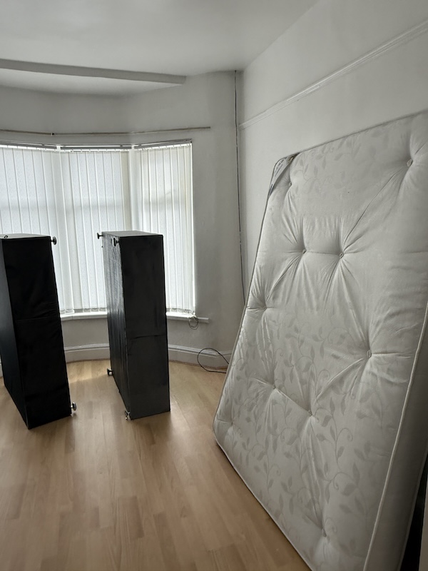 Double divan bed bases and mattress from Joe’s furniture move
