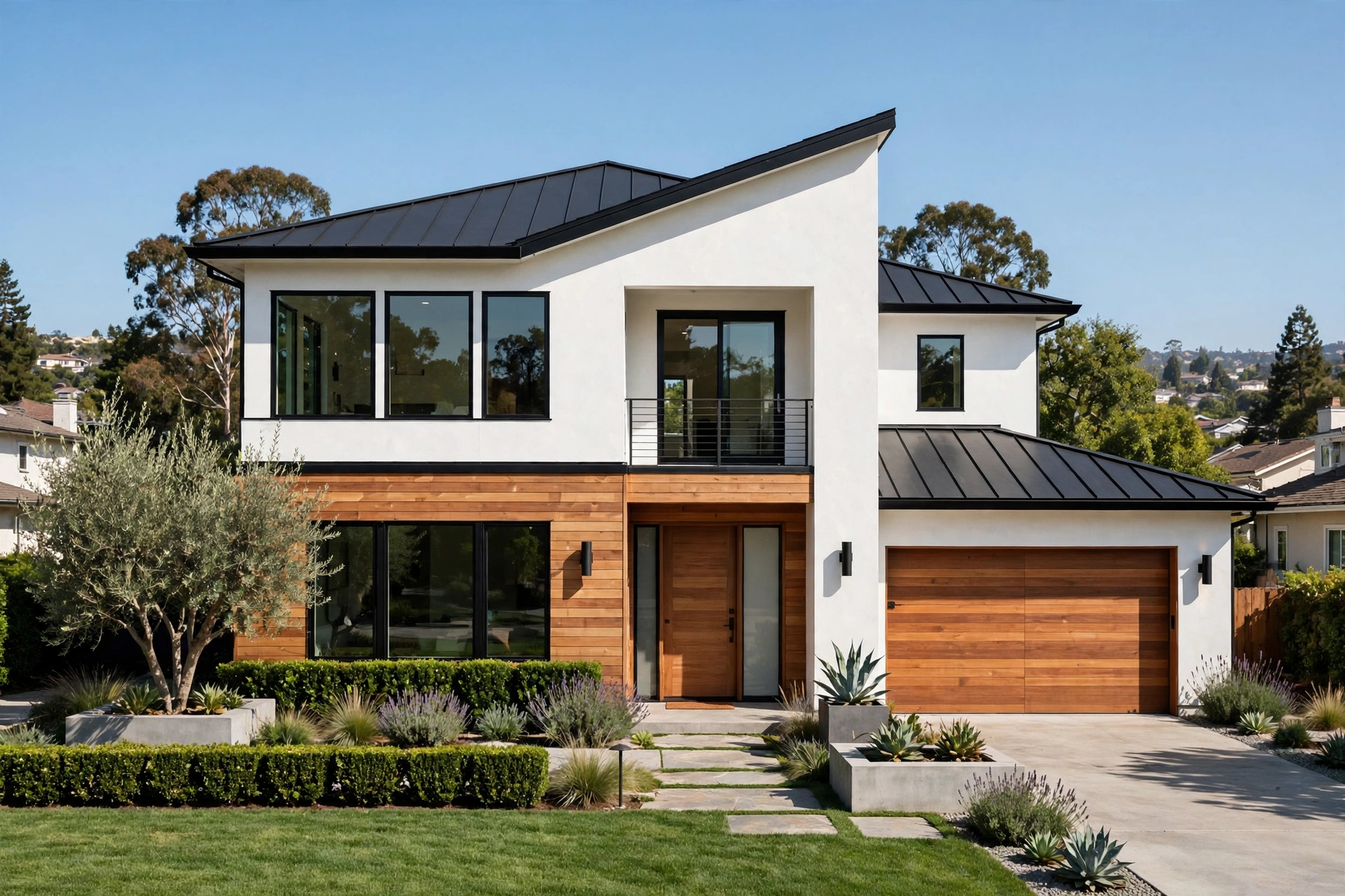 Modern new-build Bay Area home in daylight