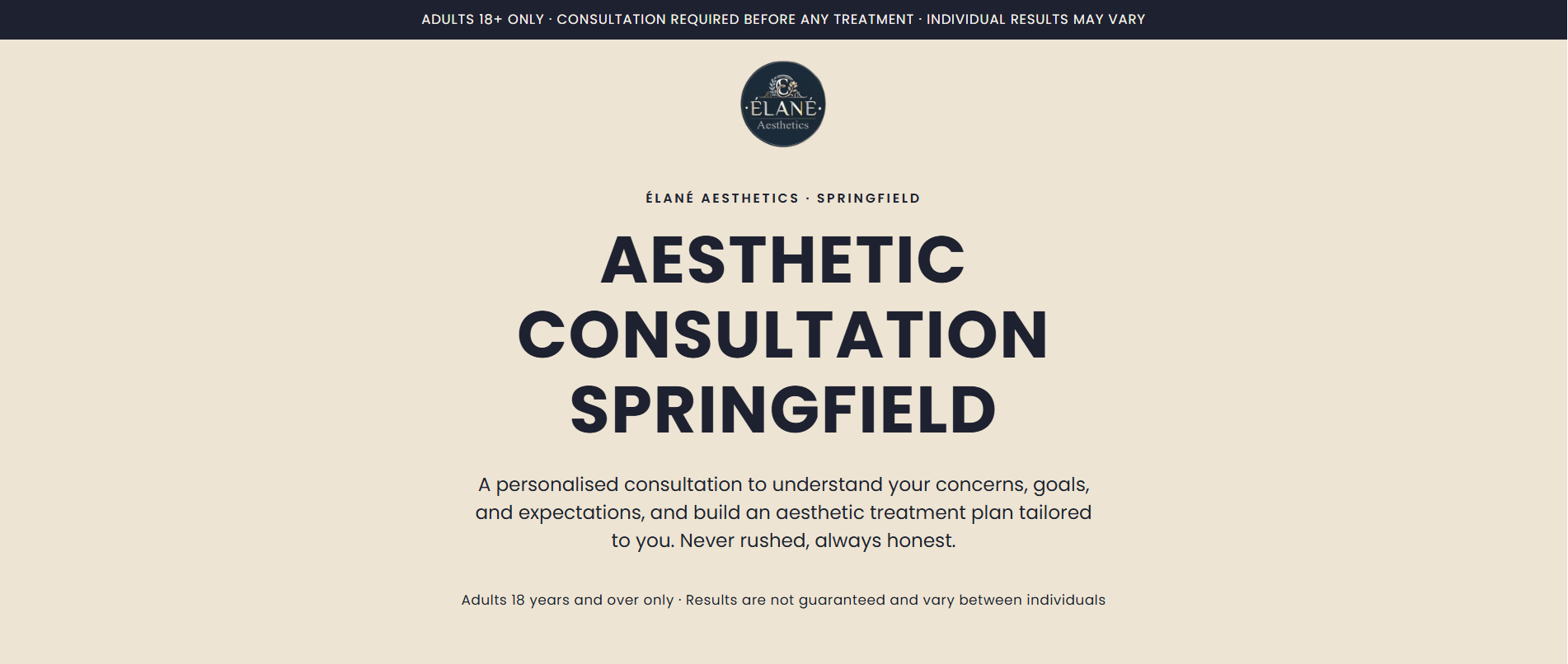 Elane Aesthetics consultation booking website