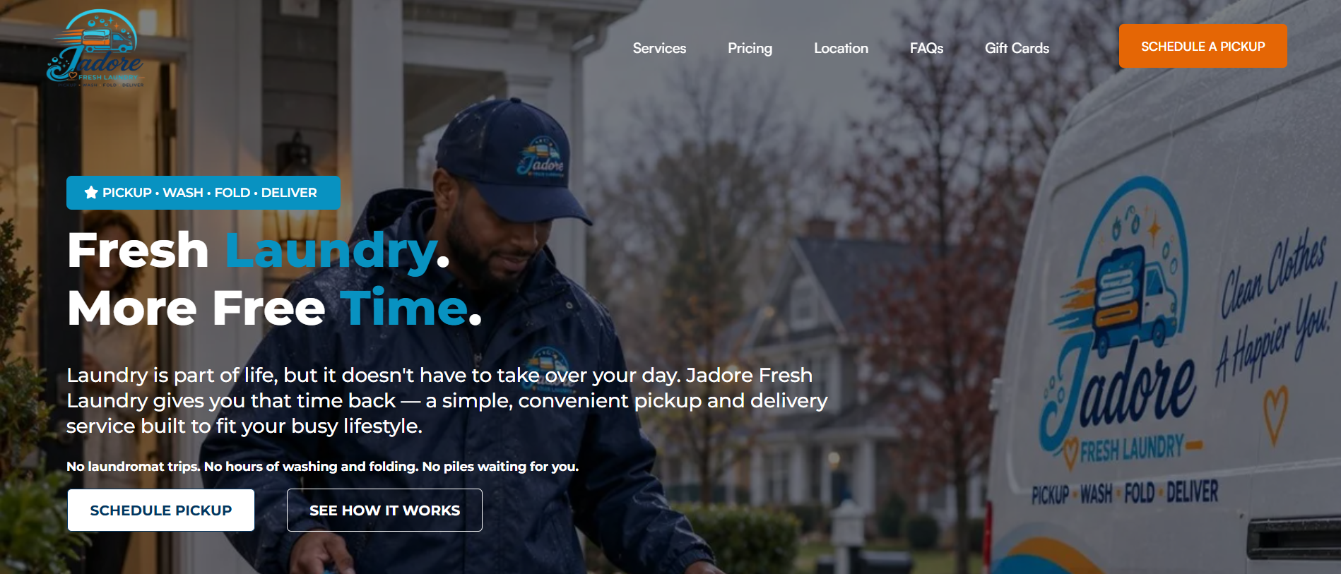 Jadore Fresh Laundry pickup and delivery website