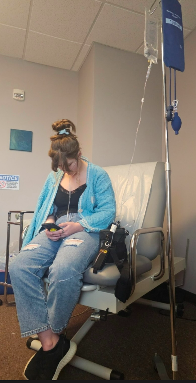 Katie receiving an infusion