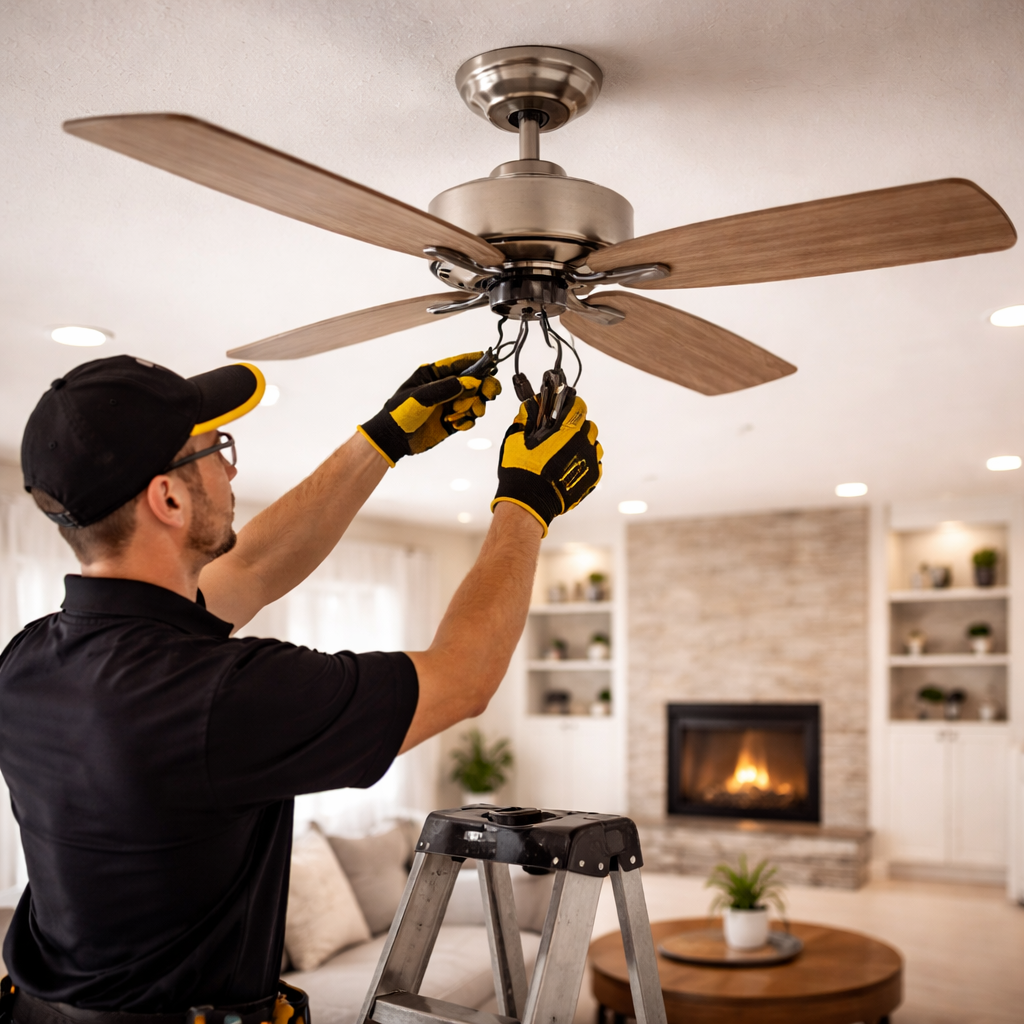 Ceiling fan installation by Behr Electric